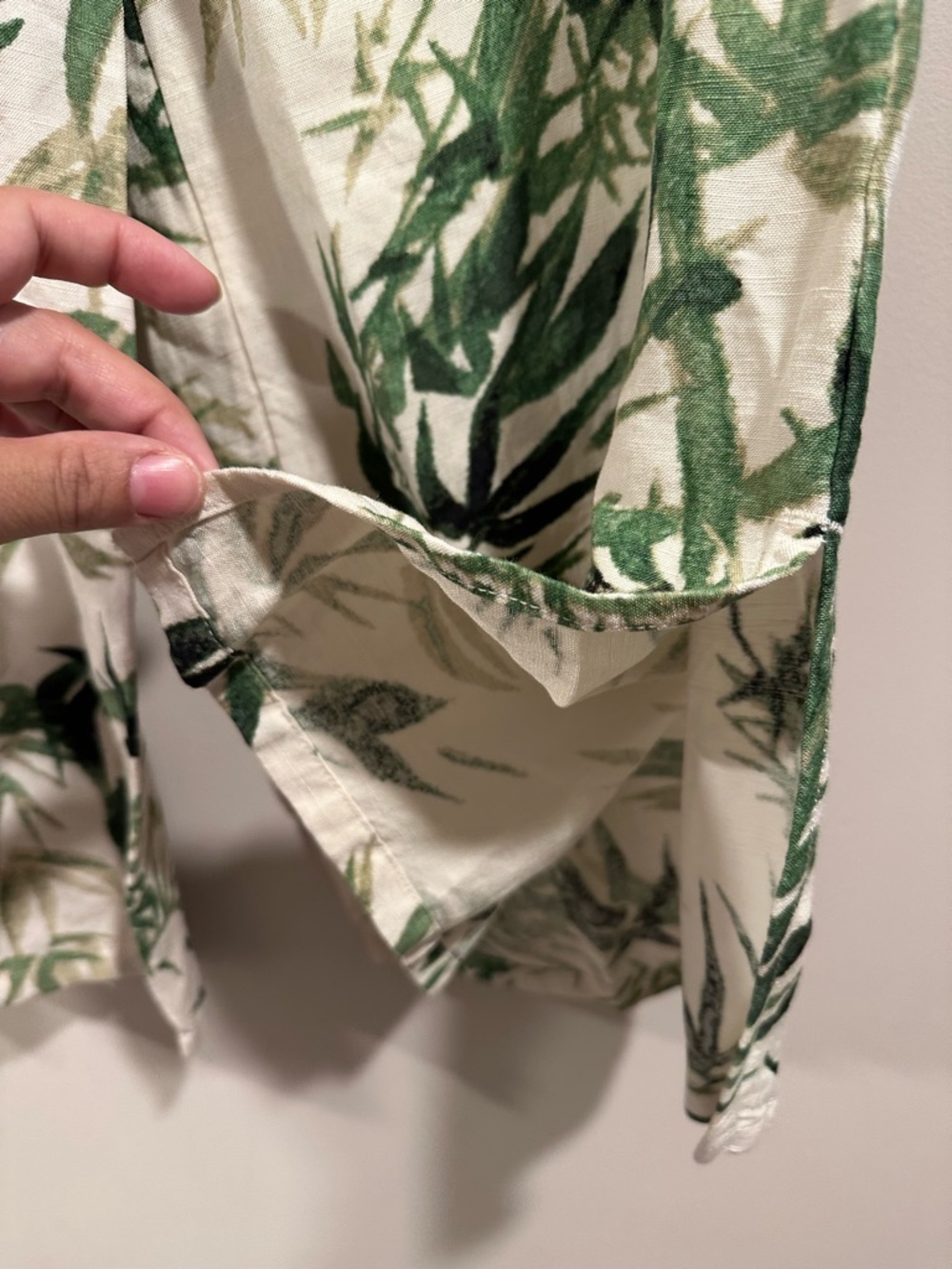 J. Jill Barley Palm Print Linen-Blend Wide Leg Crop Pants Beige GreenLeaf SP NWT - Picture 9 of 16